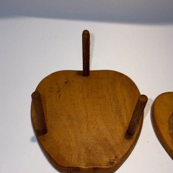 Vintage Wooden Coaster Set with Holder - Picture 7 of 9